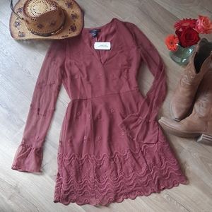 Wine Floral Dress - Courtney's Closet